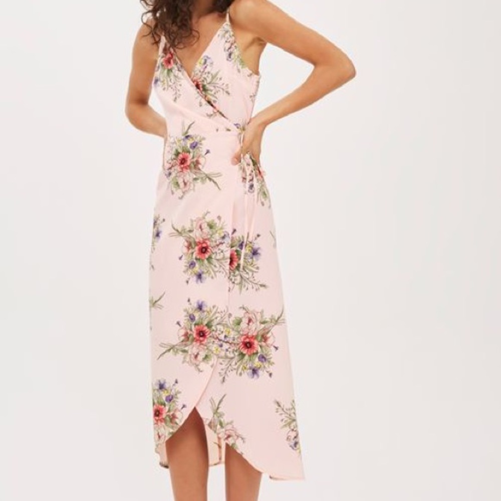 Strappy Floral Wrap Dress 6 - like new - Topshop USA